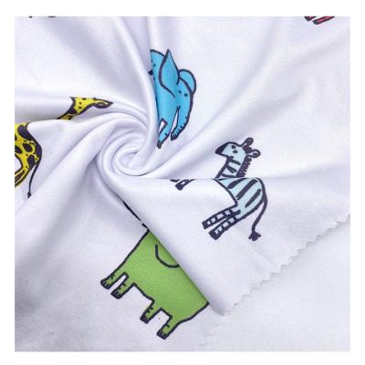 China New Arrival Viable Hot Sale Wholesale White Cartoon Animals Digital Printing Polyester Fabric For Clothes for sale