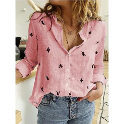 China Sustainable Spring And Autumn Women Clothing Loose Printed Fashion Long Sleeve Blouses for sale