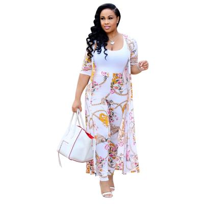 China QUICK DRY two piece clothing set printed skinny cardigan and long sleeves culottes set for women for sale