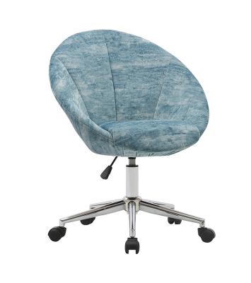 China (Size)New Design Round Shape Office Adjustable Chair With Metal Legs And Wheels Velvet Fabric Office Chair for sale