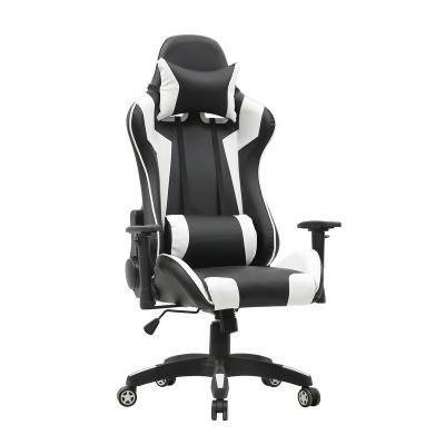 China White (Height) Adjustable PU Leather Racing Chair With Cushion And Head Recling 360 Degree Back Pillow PC Swivel Gaming Chair for sale