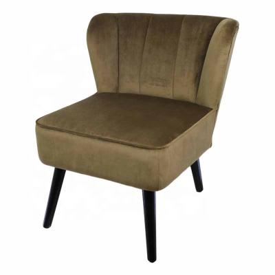 China Cooling Crush Velvet Fabric With Wood Legs Armless Accent Chair for sale