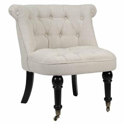 China Ornate French Style Lounge Ornate Armless Fabric Accent Chair With Caster for sale