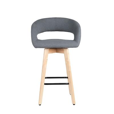 China Contemporary High Back Cheap Modern Wood Bar Furniture Solid Wood Leg Beech Wood Bar Stool Swivel Chair Swivel Chair Solid Wood Commercial Furniture for sale