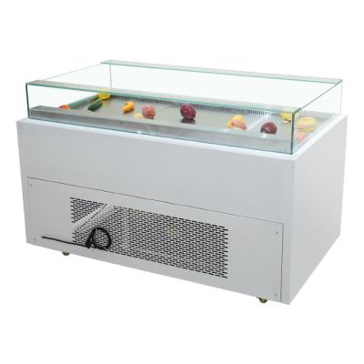 China Double-temperature commercial new style horizontal air cooling display fruit fridge freezer for supermarket fresh food with sliding glass door for sale