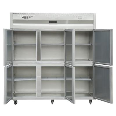 China Single-temperature large capacity upright commercial freezer with six doors and customized size for supermarket freezing food and drinks for sale