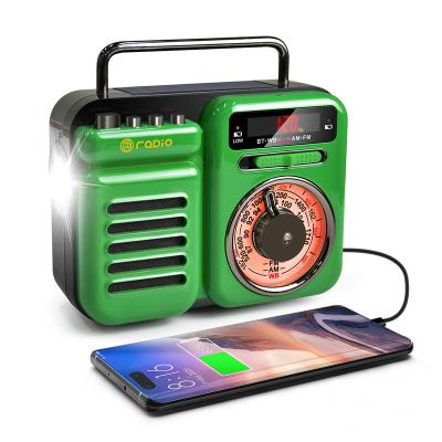 China PORTABLE Survival Camping Hiking Dynamo Emergency Radio Retro Solar Crank Radio with Speaker and MP3 BT Flashlight for sale