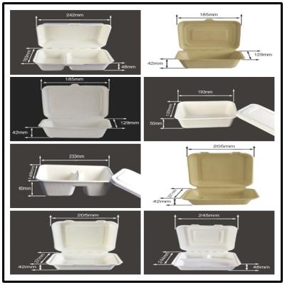 China BAGASSE BIO-DEGRADABLE CLAMSHELL, FIRM AND PRETTY, DOUBLE LOCK DESIGN, WITH LID/COVER, LUNCH BOX for sale