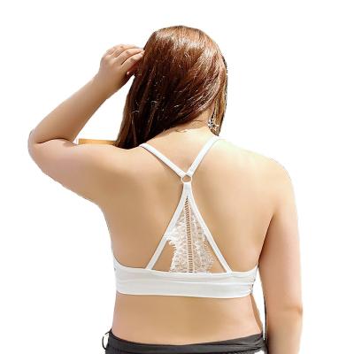 China QUICK DRY hollow out cross tie sleeveless condole belt plus size letter sport wrapped chest women lace up bra tube top for sale