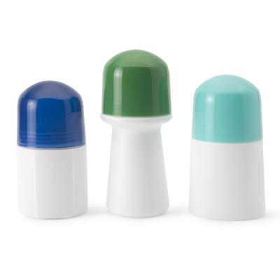 China Hot Sale 30-50ml Plastic Roller Cosmetic Deodorant Container For Beauty PP Material With Special Shape Bottle Packing for sale