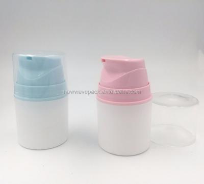 China Personal Care 30ML Round Blue Colored Plastic Cosmetic Airless Pump Bottle for sale