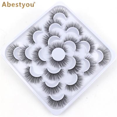 China Abestyou New Style 10pairs 12-20mm Thick Natural Hair Faux Mink Lashes Reusable Wick Comfortable Black Cotton Tape Easy Apply for sale