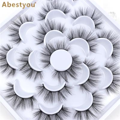 China Abestyou 10pairs Long Volume False Eyelashes Full Thick Natural Eyelash 3D Mink Silk Eyelash With Private Label for sale