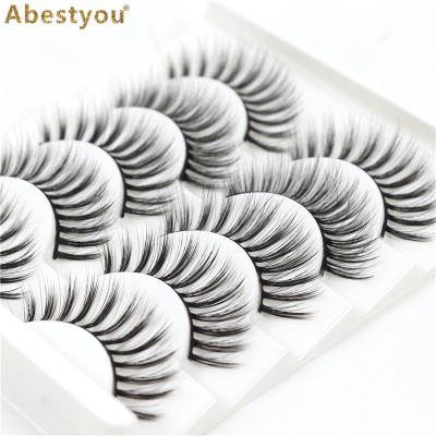 China Abestyou 5pairs Full Natural Fluffy False Eyelashes 3d Tapered Mink Volume Long Lashes Handmade Thick Soft for sale