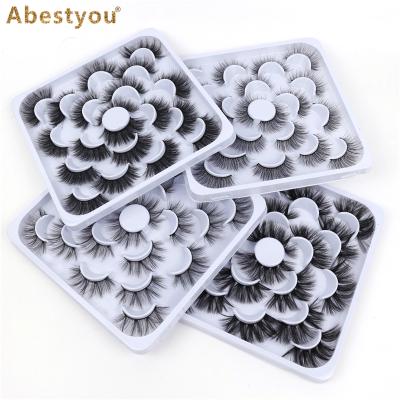 China Abestyou High Quality Private Label Vegan Mink Eyelashes 10pairs Natural Hand Made 3d Hair Lashes Crisscross Long Lashes for sale