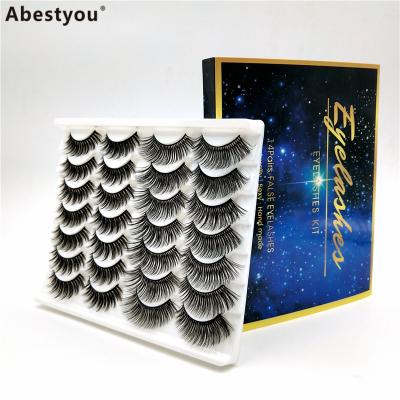 China Glow in the eyelashes Abestyou 14pairs thick cross eyelashes 3D false eyelashes long natural handmade thick daily makeup for sale