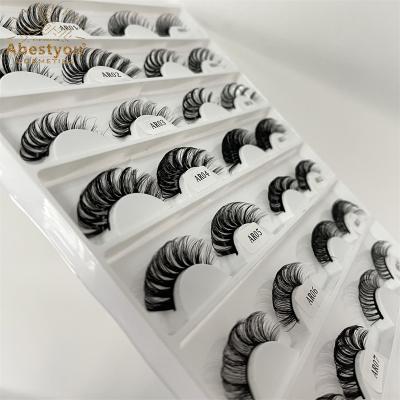 China Abestyou Wholesale Full D Curl Eyelash Natural Faux Mink Russian Strip Lashes Deep Curl Volume Russian Mink Strip Lashes D Curl Strip for sale