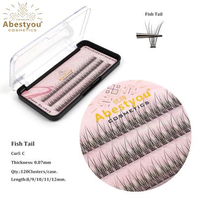 China Abestyou Winged Fish Tail Eyelash Extensions 8-12mm Group Fans Fashion Simple Fairy Type Spike Eyelash for sale