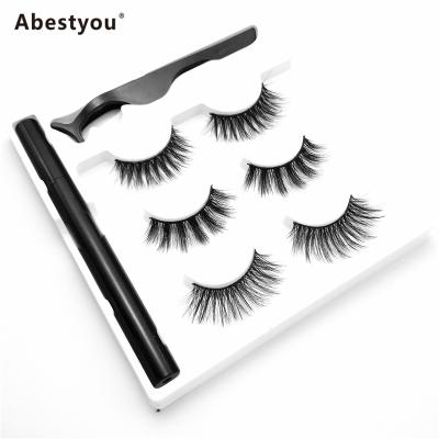 China Abestyou Colorful 3 Pairs Magic False Eyelash Set Magnetic Eyelashes Without Glue No Magnet Magic Eyeliner And 3 Pairs Eyelash Extension for sale