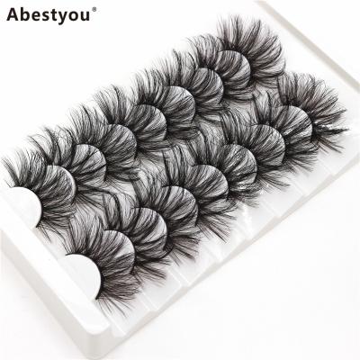 China Abestyou 8Pairs Length 25mm Long Volume Fluffy Mink Strip 3D Natural Full False Eyelashes Lashes Bundle for sale