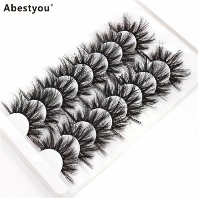 China Abestyou 8Pairs Length 25mm Long Volume Fluffy Mink Strip 3D Natural Full False Eyelashes Lashes Bundle for sale