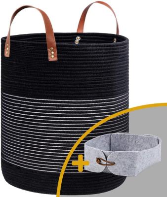 China QJMAX Large Foldable / Eco-friendly Cotton Rope Storage Baskets Woven Baskets For Blankets Storage Living Room for sale