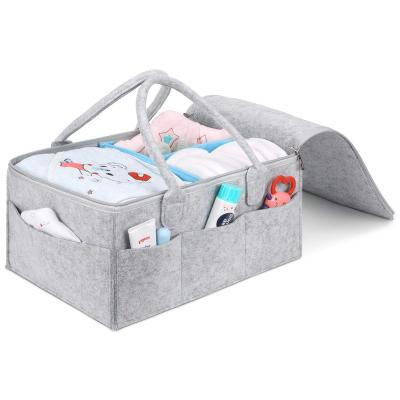 China QJMAX Foldable/Reusable Felt Baby Diaper Cart Organizer Nursery Storage Bin Car Organizer For Diapers for sale