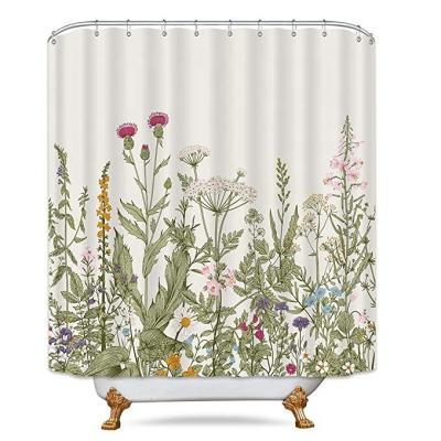 China 2019 Factory New 3D Flowers And Plants Polyester Bathroom Hotel Sustainable High Quality Shower Curtain for sale