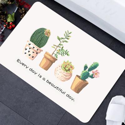 China QJMAX Sustainable High Quality Beautiful Custom Design Printing Quick Dry Diatomite Bath Mat for sale