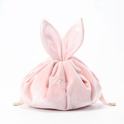 China High Quality Drawstring Velvet Rabbit Ears Pink Rabbit Ears Bag Storage Cosmetic Filter Frames Makeup QJMAX Fashion for sale