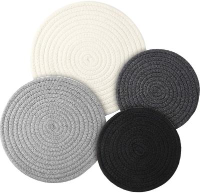 China QJMAX Sustainable 4 Piece Woven Set Braided Cotton Rope Weave Round For Kitchen for sale