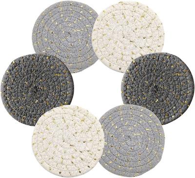 China QJMAX 6 Pcs Sustainable Handmade Cotton Rope Coasters For Table Coasters For Drinks for sale