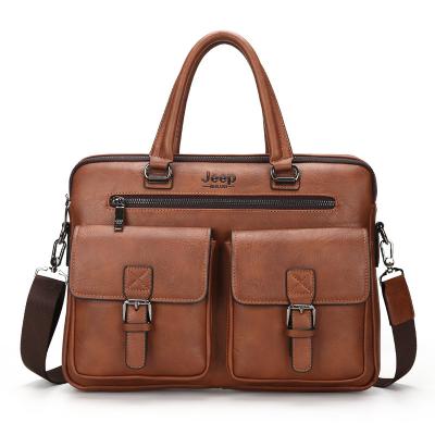 China Daily Used Luxury Brand Custom Wholesale Fashionable Waterproof Durable Business Black Brown Tote Cross-body PU Leather Men Laptop Bag for sale