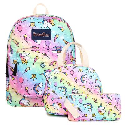 China Anti-Theft Fancy Trendy Hot-sale Newest Cheap Three-piece Suit Unisex Kindergarten Fashion Kids School Bag With Lunch Box for sale