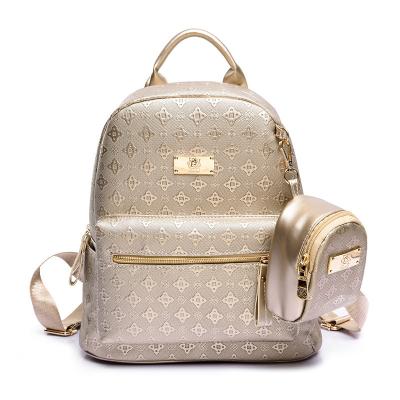 China Waterproof 2022 Wholesale Fashion Ladies Embossing Other Women Backpack Pu Leather Girls Leisure Luxury Backpack Bag With Small Purse for sale