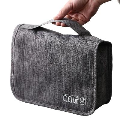 China Durable Hot Selling Waterproof Brush Up Cosmetic Toiletry Bag Makeup Organizer Case Bag Cotton Canvas Cosmetic Bag for sale