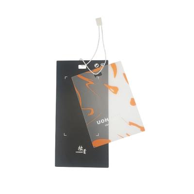 China Disposable Cheap Custom Free Logo Printing Hot Stamping Plastic Transparent Hang Tag With String for sale