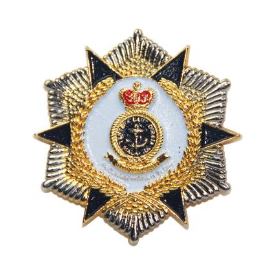 China Custom Made Metal Enamel Military Sheriff Logo Metal Cheap Zinc Alloy Badge For Fabric for sale