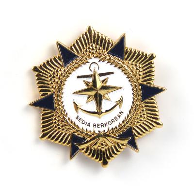 China Custom Cheap Custom Special Metal Embossed Label Shape Alloy Glod Iron Military Badge Pin for sale