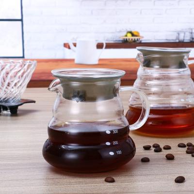 China Sustainable Hot sale 360ml/600ml High borosilicate Heat resistant high borosilicate glass coffee pot with handle for sale