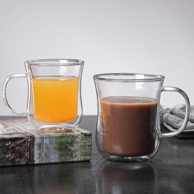 China Contemporary Wholesale supply high borosilicate transparent milk coffee double wall glass tea cup for sale