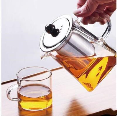 China Sustainable Large volume Borosilicate insulated Transparent Glass Teapot With Infuser for sale