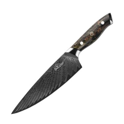 China Stunning Sustainable Custom Design 8 Inch Damascus Steel 430 Stainless Steel + Resin Handle Kitchen Chef Knife for sale