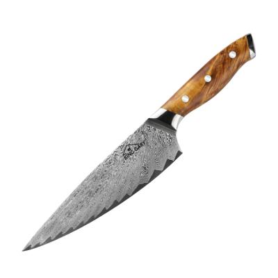 China Low MOQ Selling 8 Inch VG10 Viable Professional Hot Knife Custom Damascus Steel Chef Knife for sale