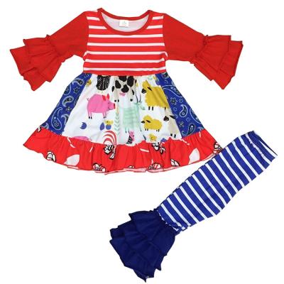 China Casual Baby Dressing Chicks Print Girls Dressing Sets Brother And Sister Outfits Kids Dressing Sets for sale