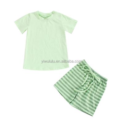 China 2022 summer casual outfits T-shirts and shorts striped clothing baby boy outfits two-piece set suit for sale