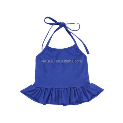 China Girls Summer Cotton Sleeveless Shirts Sleeveless Blue Peplum Tops for sale