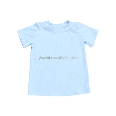 China Boys girls short sleeve short sleeve shirt baby blue color cotton raglan unsex kids tops for summer for sale