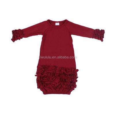 China Sustainable New Design Baby Dress Good Quality Thick 100% Cotton Ruffles Full Length Baby Dress for sale