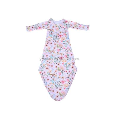 China Newborn Toddler Dress Long Sleeve Button Overlap Shoulder Dress Breathable Floral Bow Dress for sale